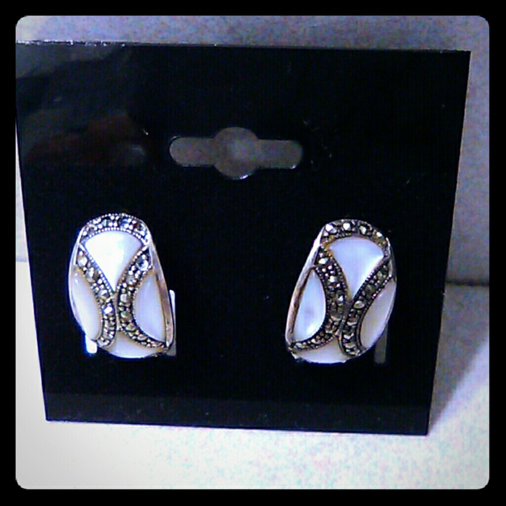 Mother of Pearl and Marcasite Earrings